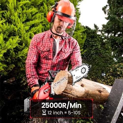 Нов Мощен акумулаторен трион за дърва и клони 12" 3900W с аксесоари и куфар