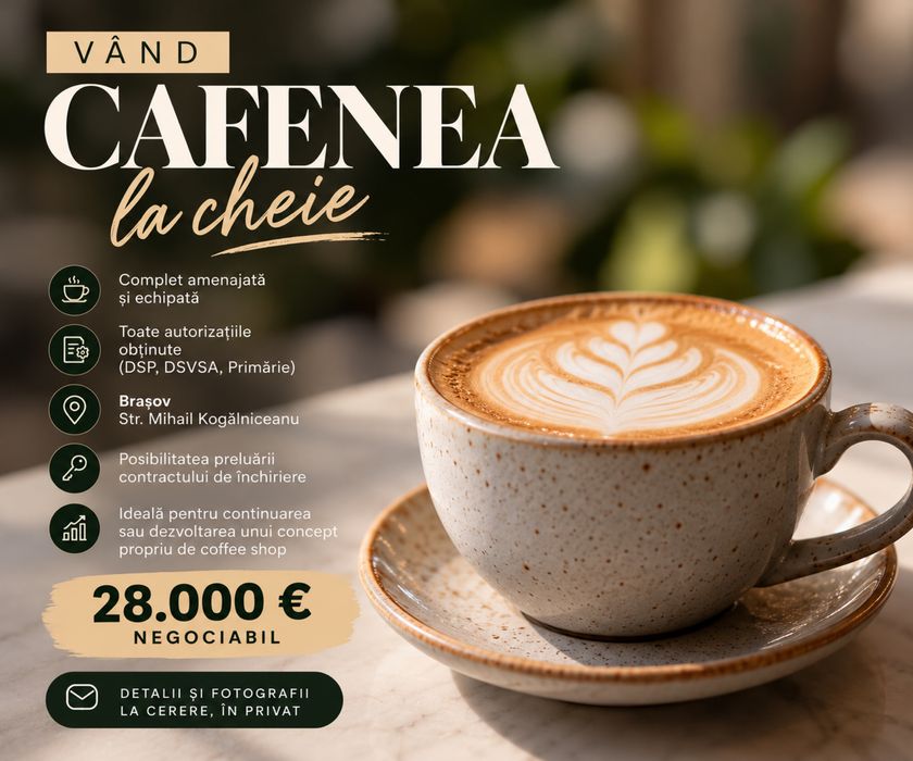 VAND Afacere la cheie - Cafenea moderna Centru Civic