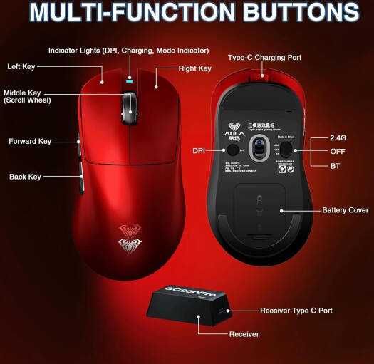 Мышь игровая беспроводная AULA SC900 Max (RED)