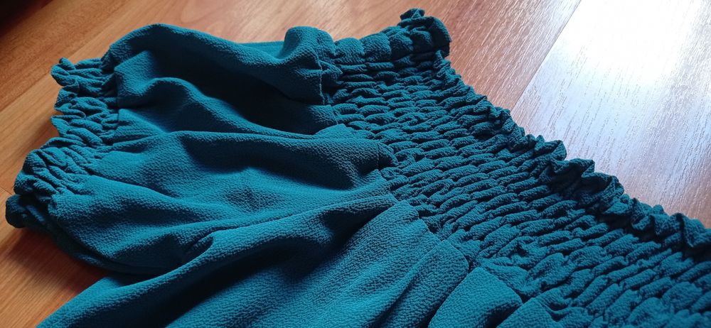 Bluză elegantă cu mânecă scurtă bufantă de seară handmade