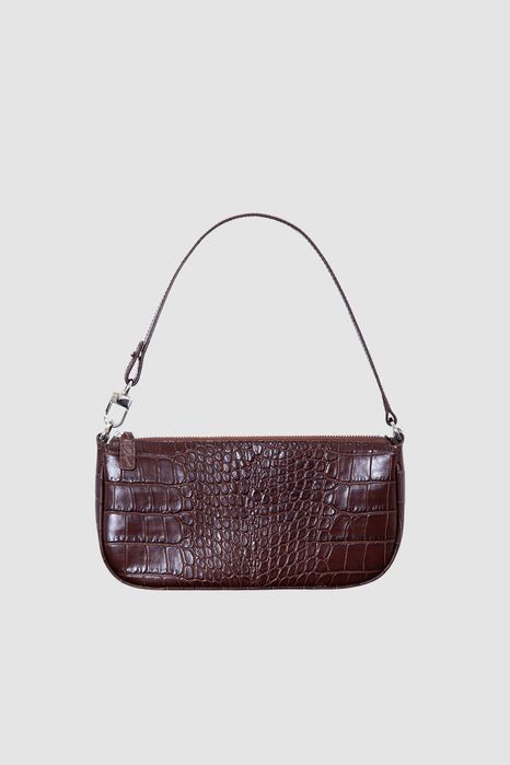 Дамска чанта BY FAR RACHEL Nutella Croco Embossed Leather Shoulder Bag