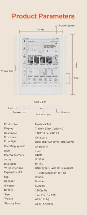 Новинка! Электронный блокнот Читалка Meebook M8 4/64Гб + Чехол+Стилус