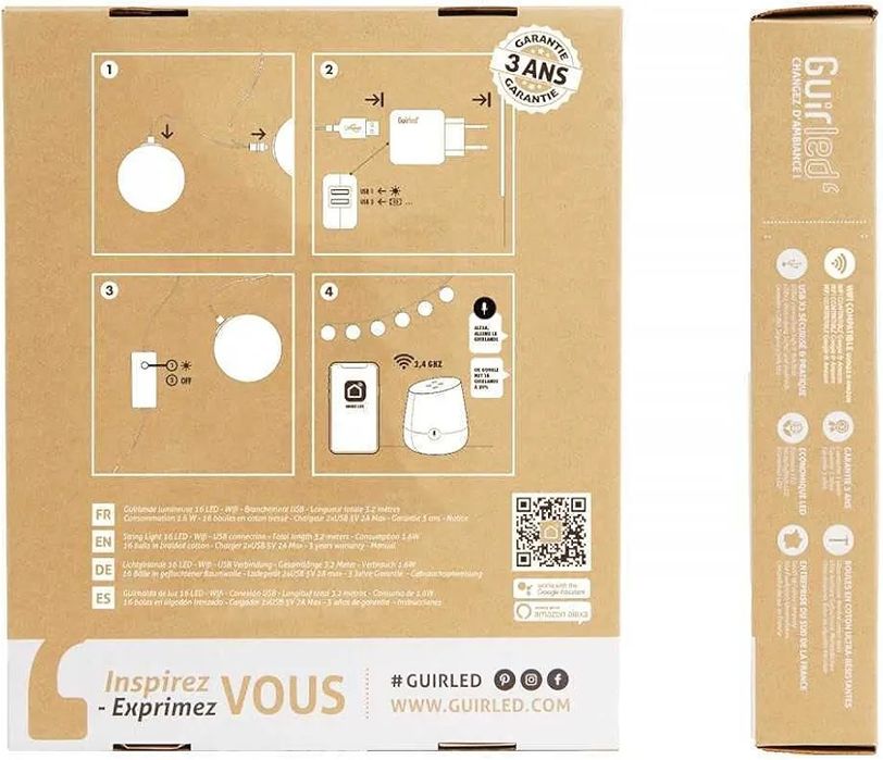 Beculețe LED smart ghirlande cu sfoară din bumbac, 24 becuri