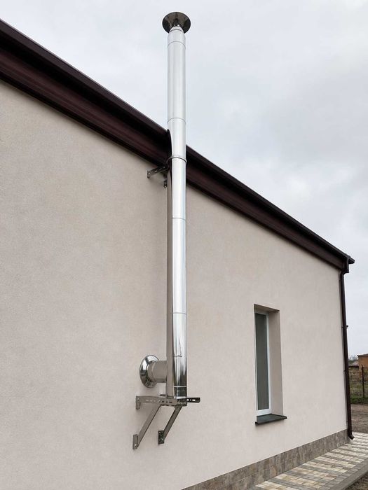 Coș de fum inox dublu izolat chit complet suspendat 3,50 m. grosime tablă: 1 mm