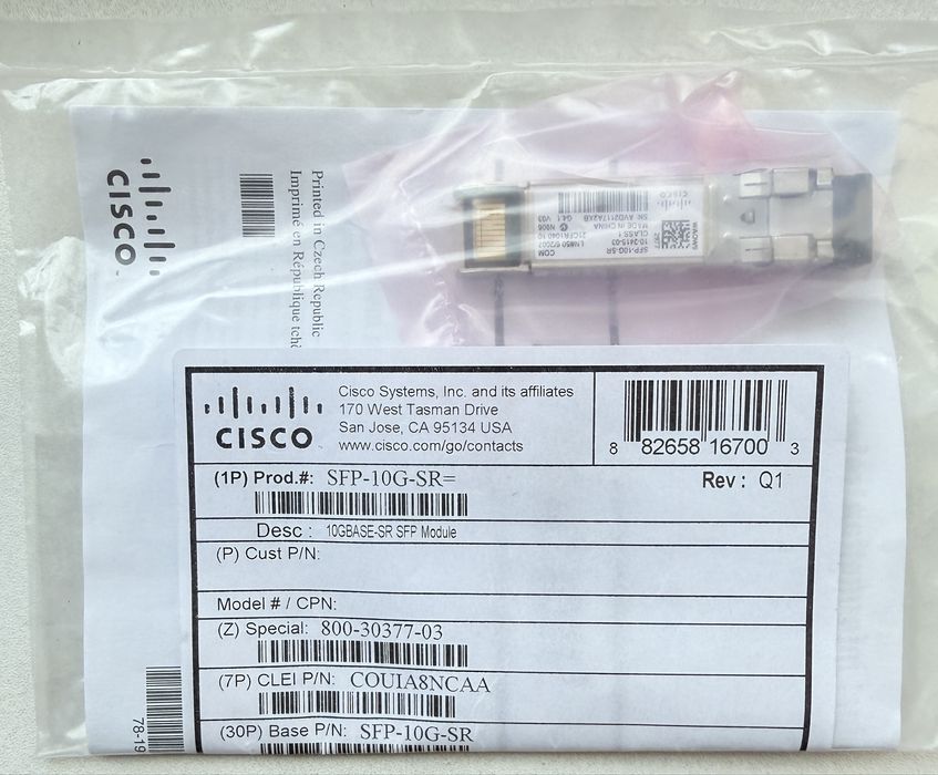 Cisco SFP-10G-SR 10GBASE-SR НОВЫЙ в упаковке (оригинал)
