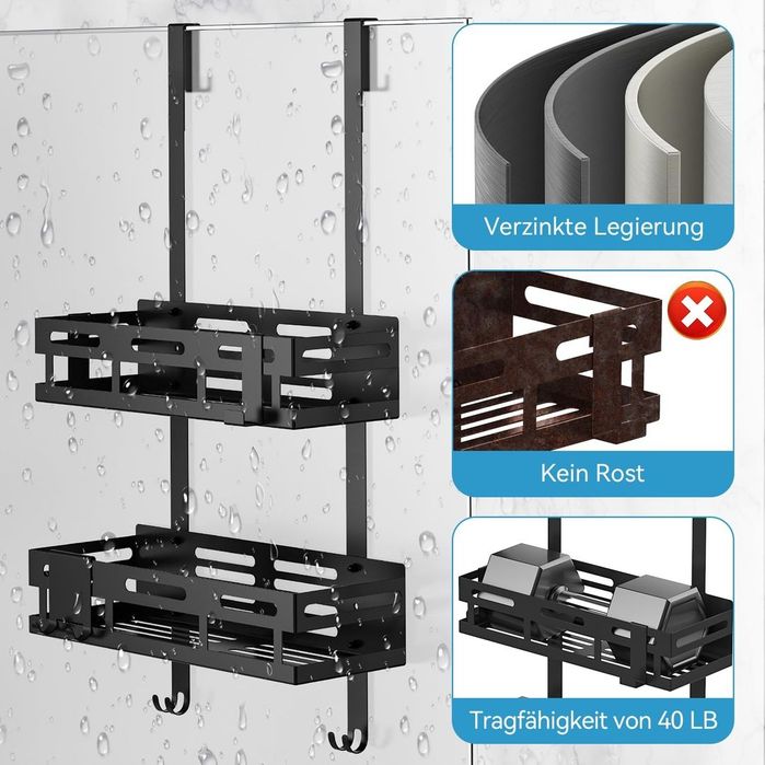 Suport cabina dus cu doua etajere, 32 x 11.5 cm