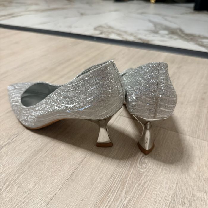 Туфли блестящие серебро