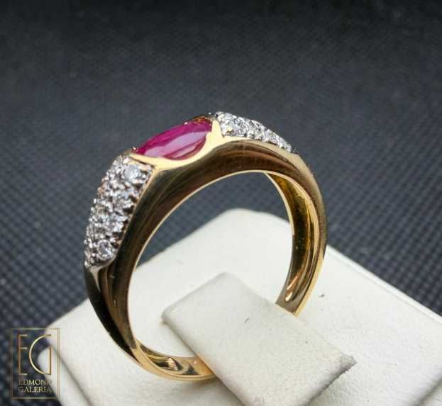 Inel din aur, decorat cu rubin și diamante
