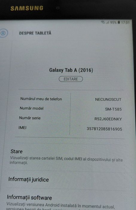 Tableta Samsung Tab A model SM T585 2GB/16GB sim 4G