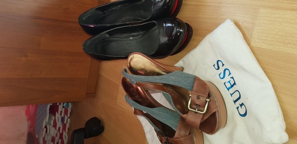 Bershka дамски обувки естествена кожа нови и Guess