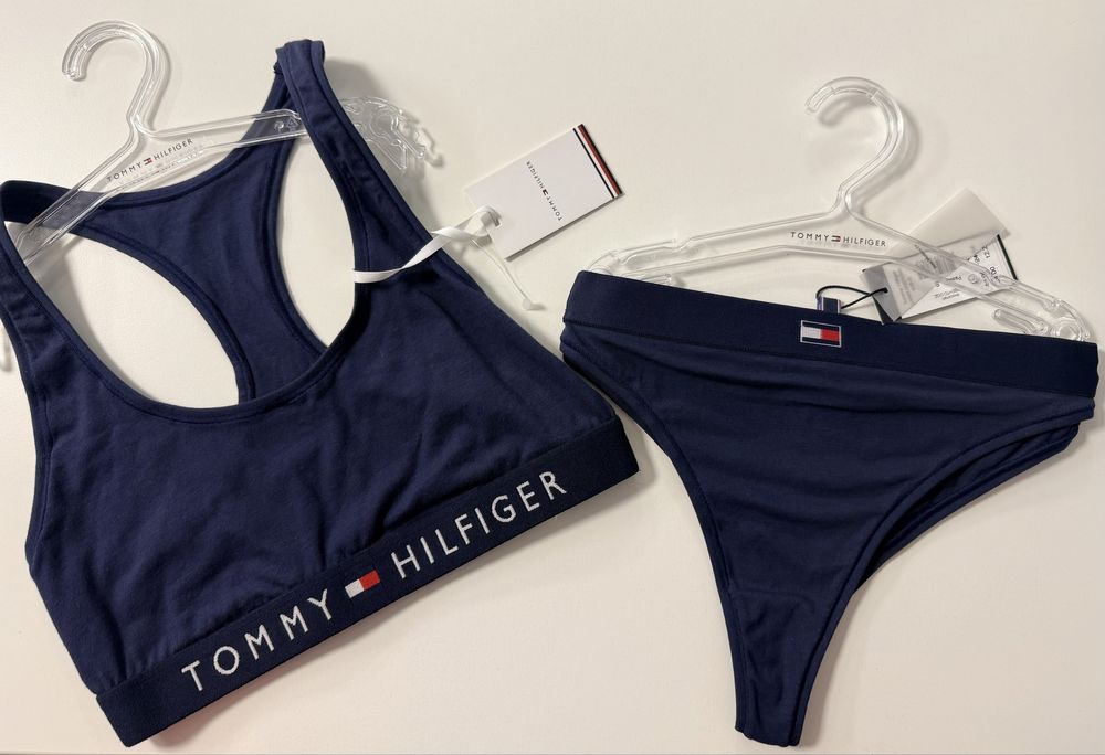 Памучен комплект бюстие и бразилки Тommy Hilgiger /S/ в синьо