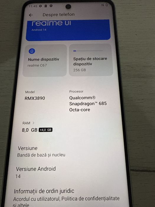 Realme C67 256Gb 8+8 Gb Ram fara accesorii