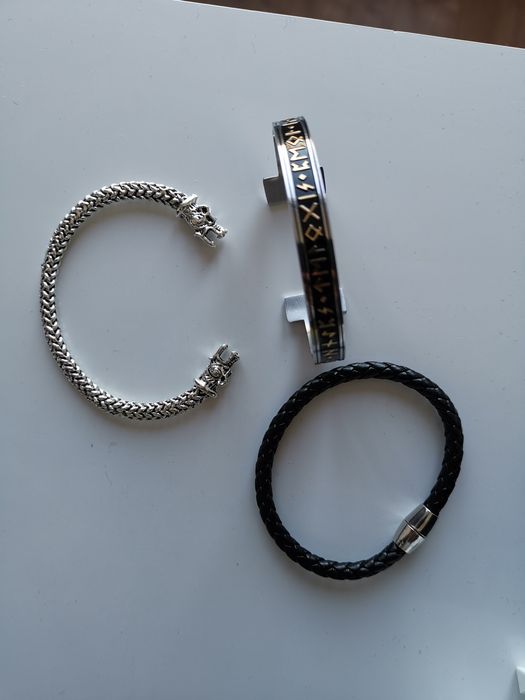 Brățări  bărbați, otel inoxidabil și piele