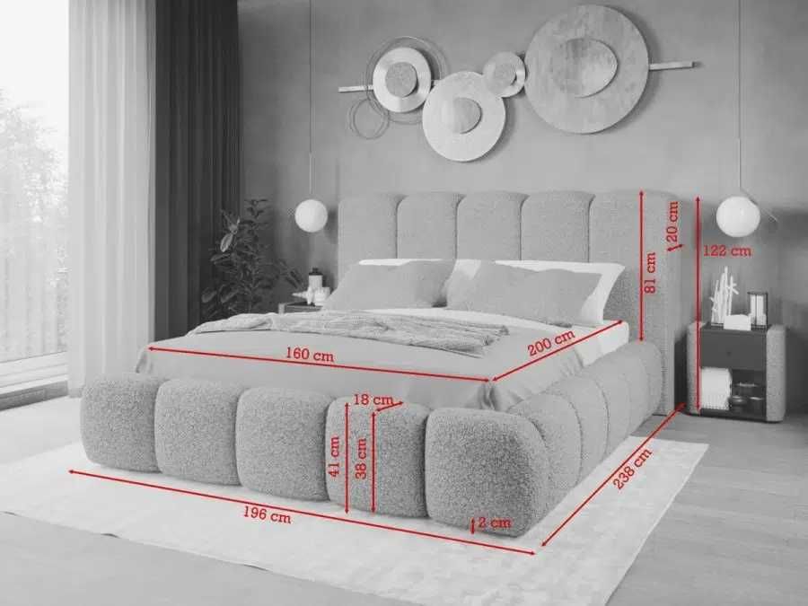 Pat Tapitat Noel Gri - Rolf 6 cu somiera rabatabila si lada