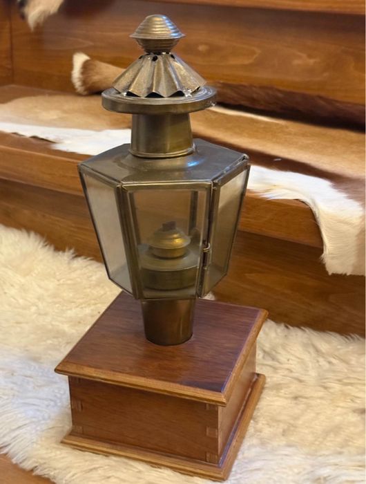 Felinar tip bronz alama cu suport lumanare deco retro