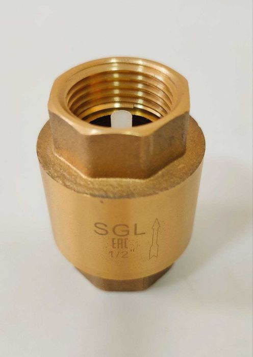 Клапан обратный латунный DN 15 PN10 м-м пруж/пл.шток (Россия)