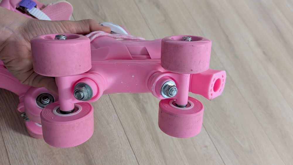 Role reglabile cu 4 roți, pentru fete, PowerQ, Roz, XS 27-30
