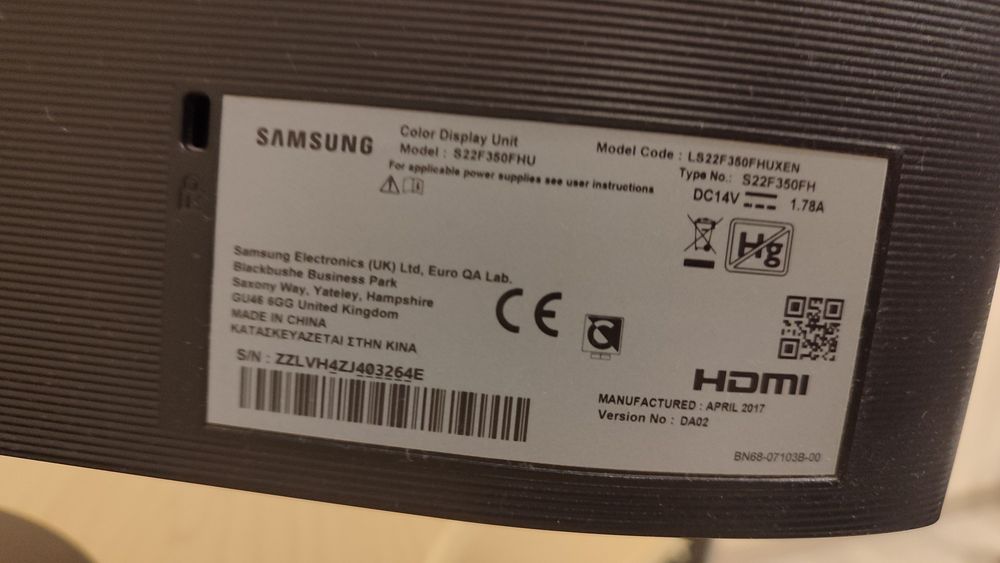 Monitor LED SAMSUNG S22F350FHU, 22", Full HD, 60Hz