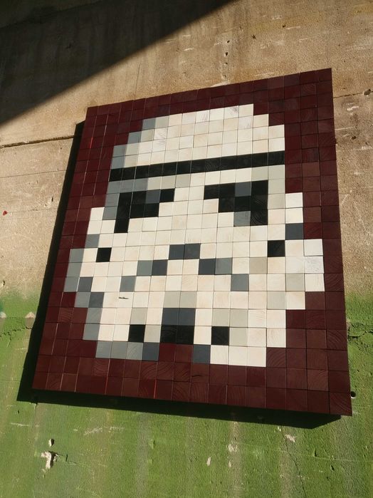 Pixel Art | Storm Trooper | Star Wars | Tablou lemn masiv 72,6x84,7cm