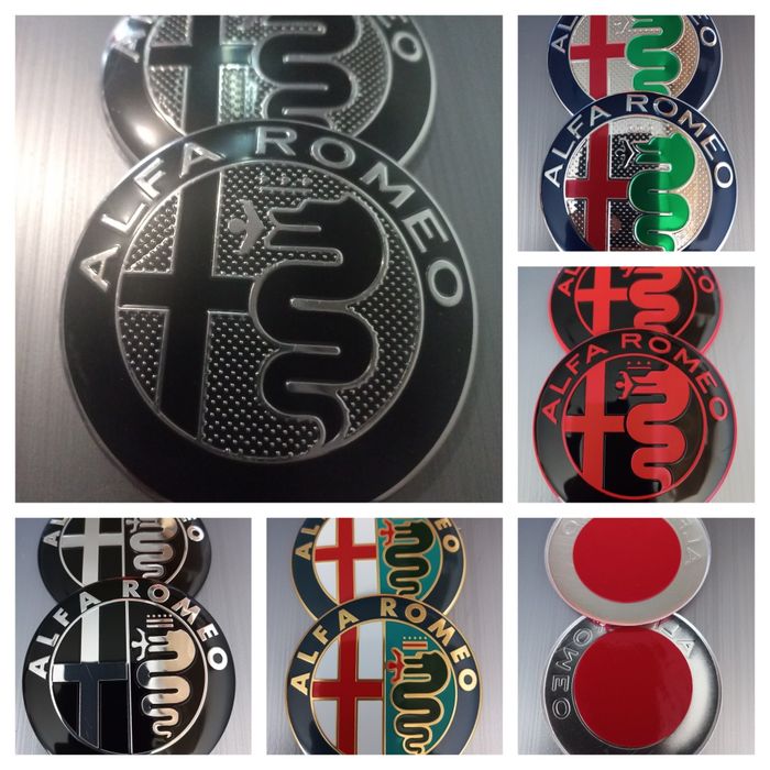 Alfa Romeo -  set emblem si capace -quatrefoil green