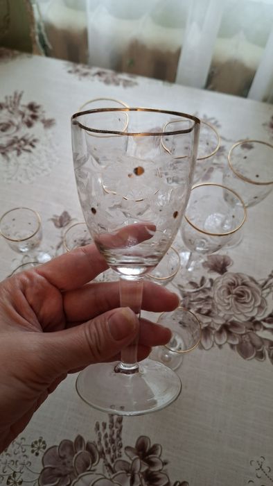 6 фужеров и 6 рюмок из Богемского стекла