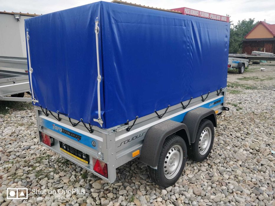 Remorca cu Prelata 750 kg 2 Axe Faro Solidus 236x125x120 cm Nr Rosi