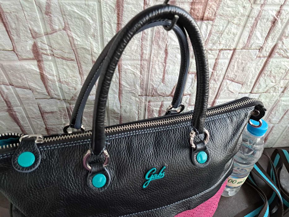 дамска чанта,Gabs-Нова! черна/розова чанта-естествена кожа