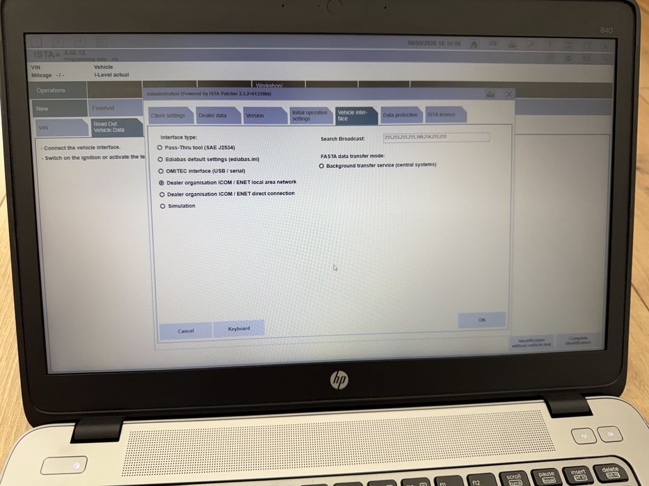 Tester/Diagnoza Bmw/Mini ENET+Leptop Hp 850 cu Ista+/INPA