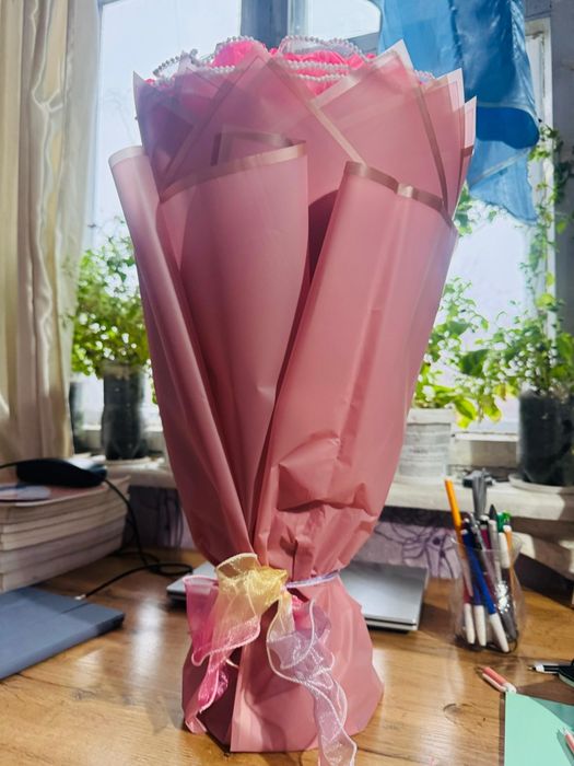 Большой искусственный розовый цветочный букет