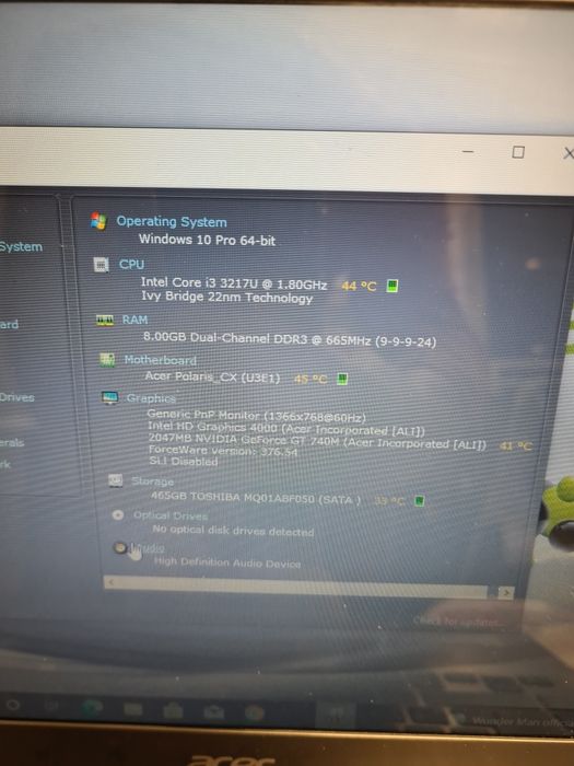 Laptop Acer i3 3rd gen 8gb 500gb nvidia 2gb 14"led slim hd