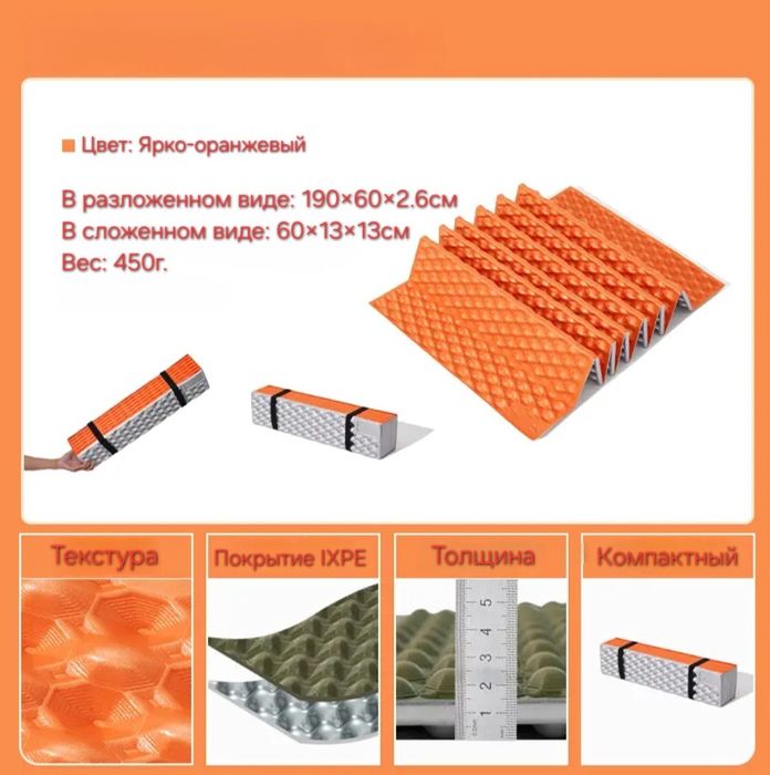 Каремат походный Mobi Garden, R-value 2.6 (190×60×2.6 см)