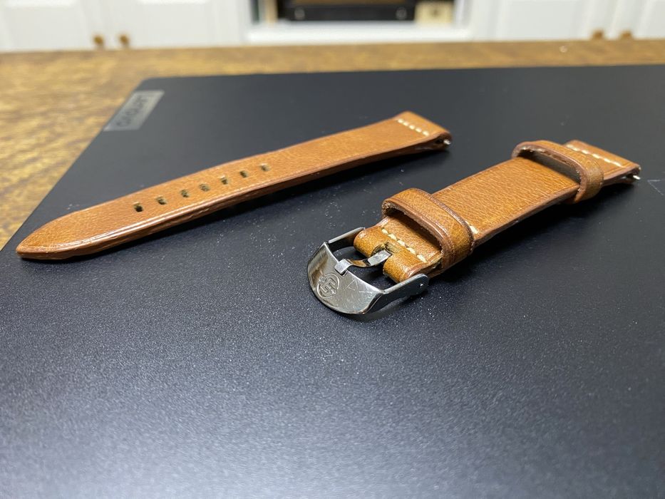 Curea de ceas maro cognac - 20 mm - lucrata manual