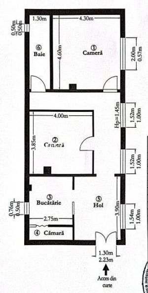 Apartament la casă | 2 camere | 74 mp utili — fotografia 3