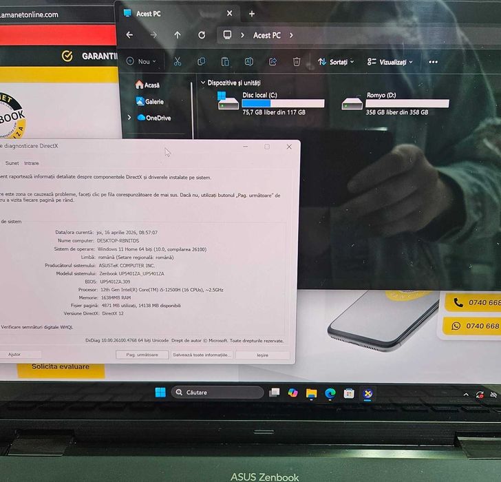 Asus Zenbook 14 Flip Oled i5 12Th / Amanet Cashbook Galati