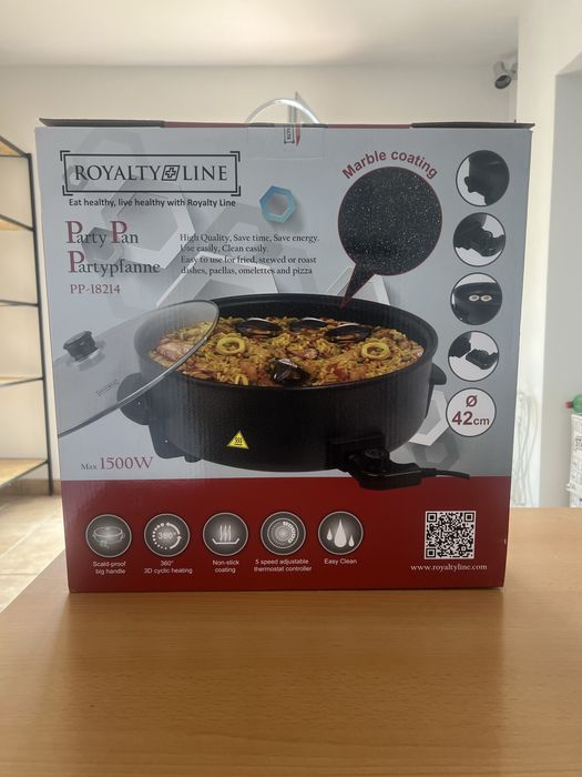 Tigaie electrică Royalty Line Party Pan, 42cm, 1500W – nouă, sigilată