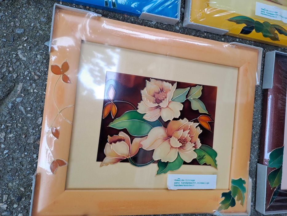 tablou pe sticla gen vitraliu 37/31 cm nou