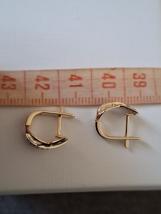 Cercei aur 14k diamante si safire