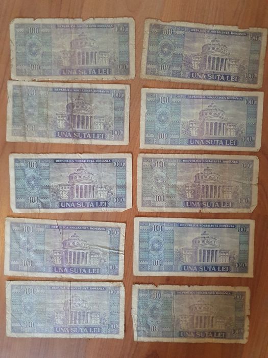 Bancnote una suta lei (X10) si zece lei (X2) -1966