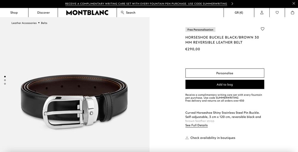 Curea reversibila Montblanc 114412 negru maro 30 mm