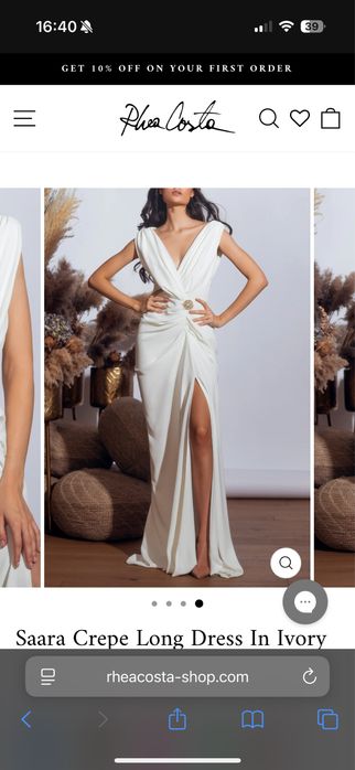 Rochie alba Rhea Costa Saara crepe long