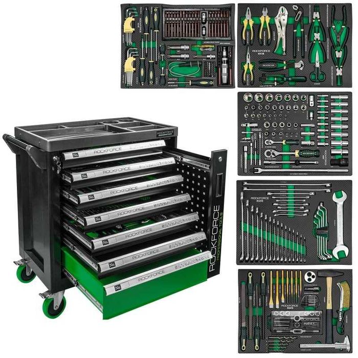 Шкаф с инструменти с 7 чекмеджета  – 5 ПЪЛНИ ROCKFORCE