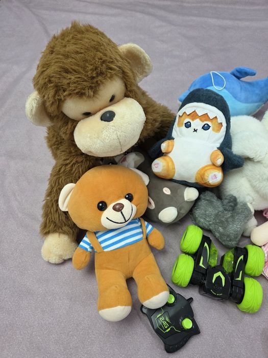 Игрушки мягкие и машинка