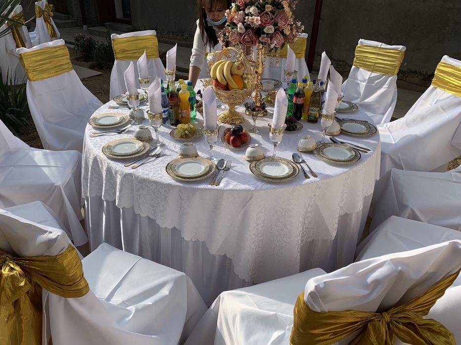 Прокат стол-стул , посуда , навес , самовар и др. У нас низкий цены.