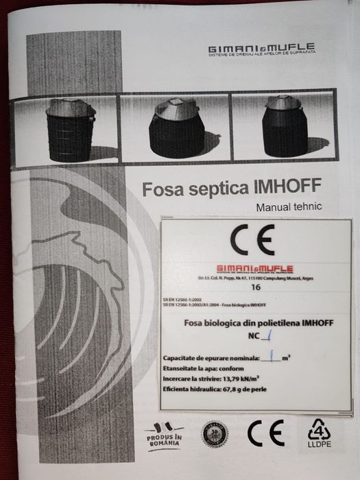 Fosa septica ecologica 1000l IMHOFF