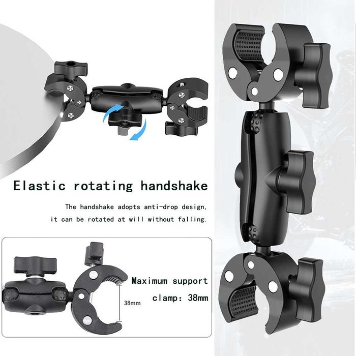 Kit prindere motocicleta selfie stick 2x clema dubla Insta360 X3 X4 X5