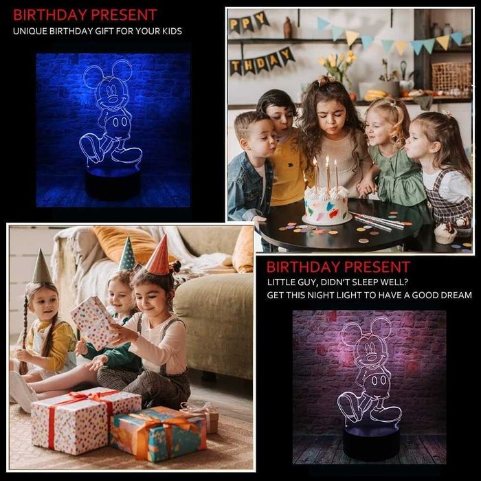 Mickey Mouse 3D LED лампа