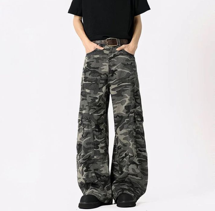Камуфляжные широкие джинсы военный стиль для парней и девушек