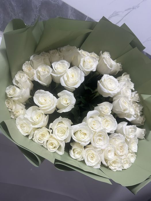 Цветы,51 роза белый