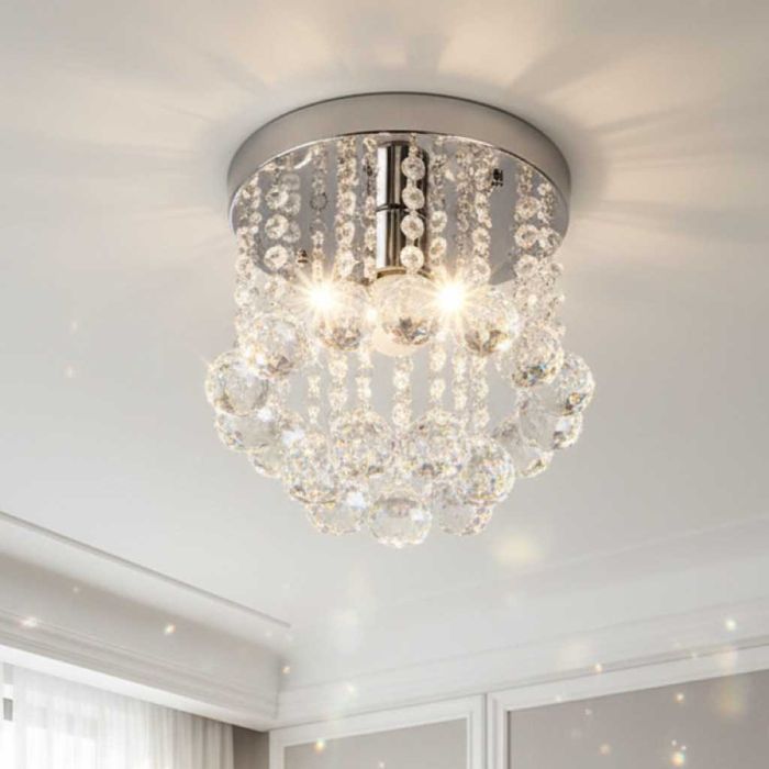 Модерен таванен полилей с големи кристални сфери и основа в