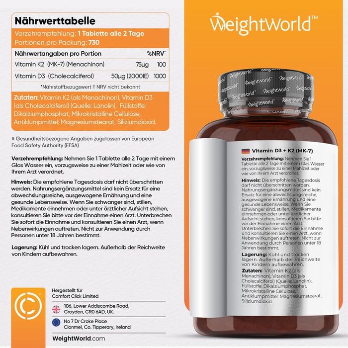 Витамин Д3 + К2 VITAMIN D3+K2(MK-7)  D3-2000 IE K2-200 µg